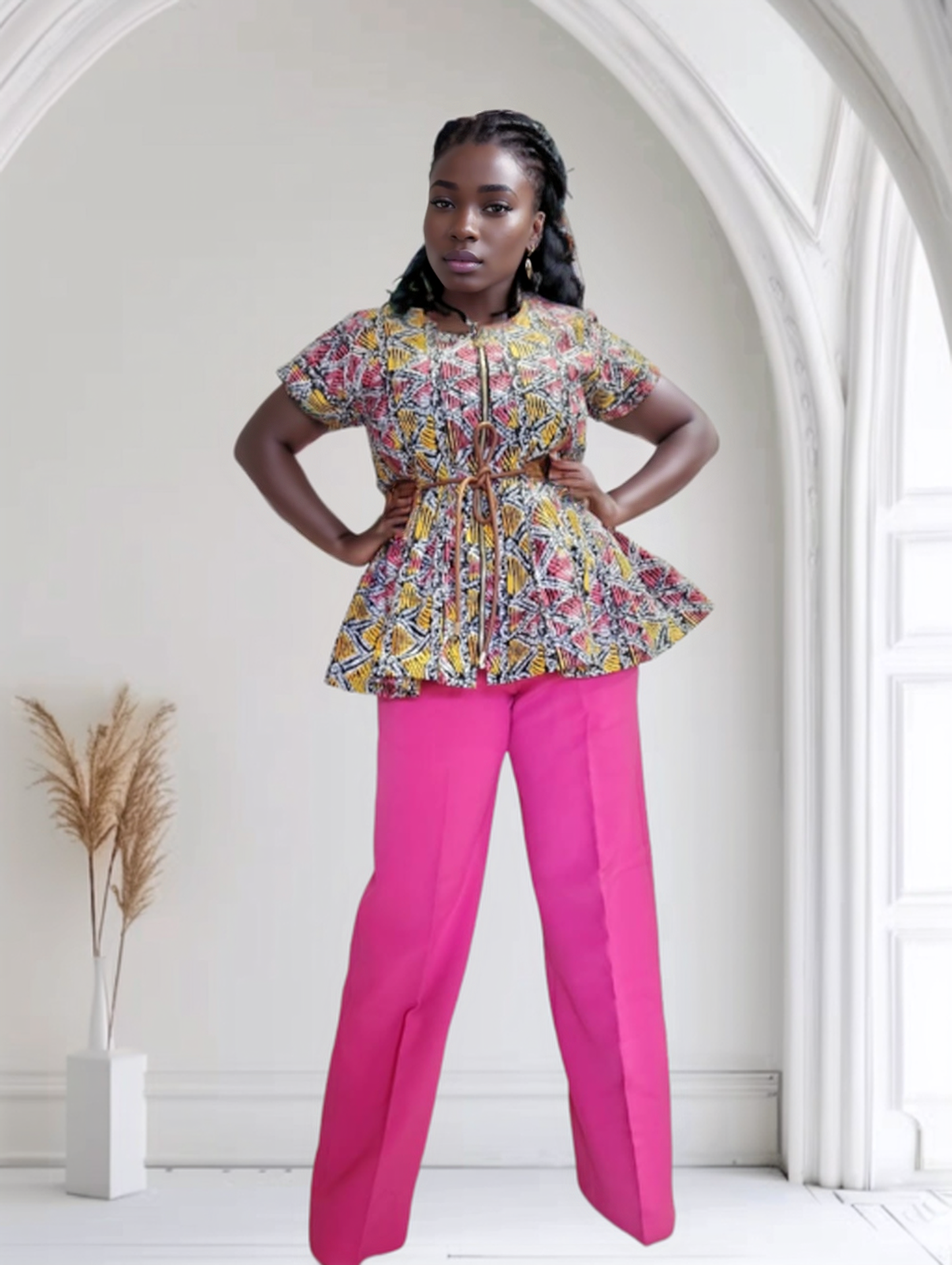 Women'sAnkara top and Plain Pants Sets