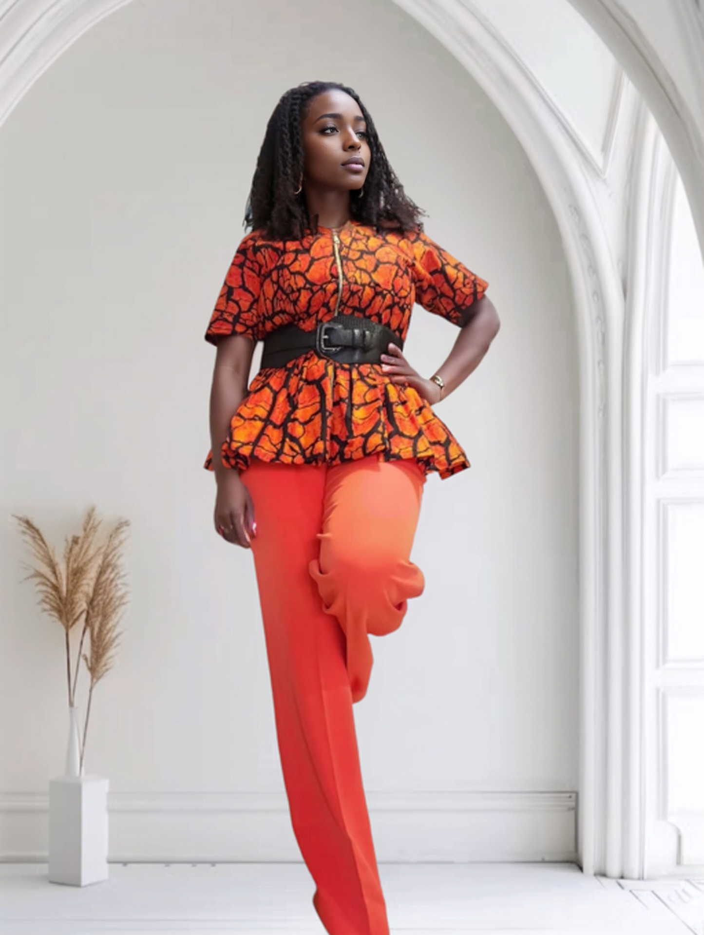 Women's Ankara top and Plain Pants Sets