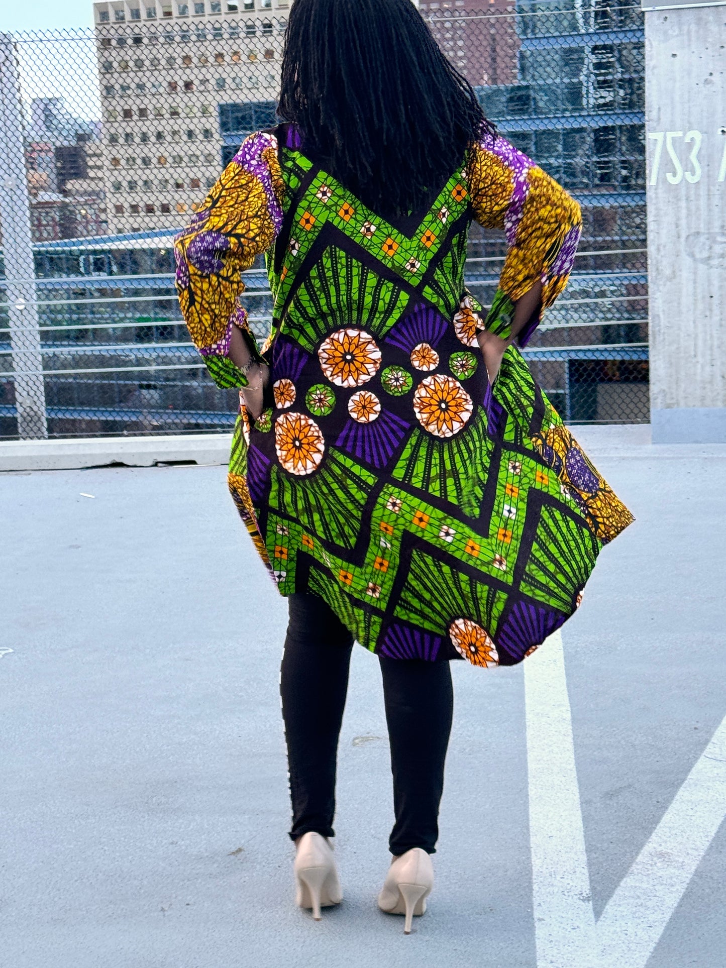 Ankara Long Sleeve Shirt dress