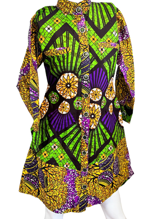 Ankara Long Sleeve Shirt dress